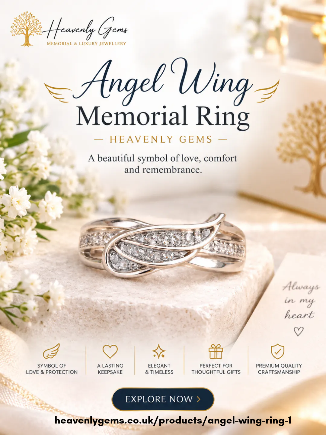 Angel Wing Memorial Ring – Heavenly Gems gallery image
