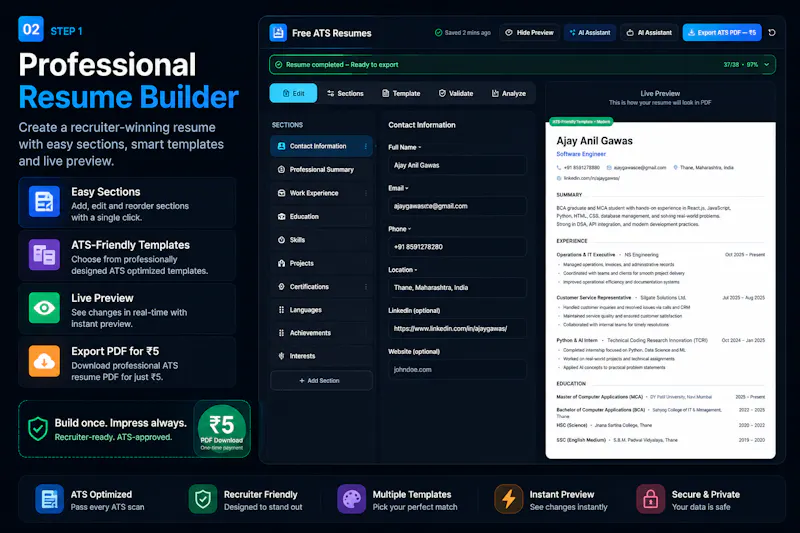 Free ATS Resumes screenshot 2