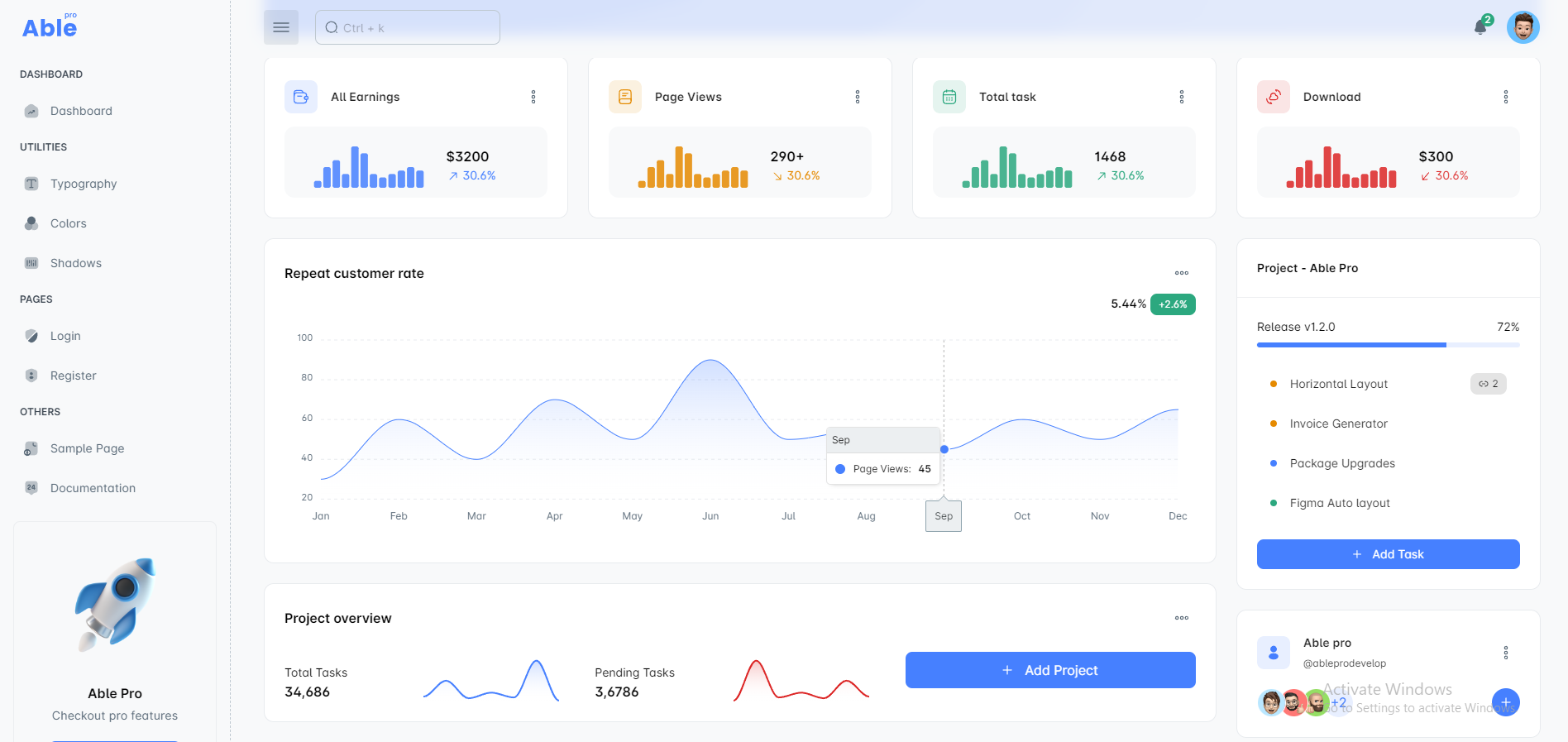 Pro free vuejs管理ダッシュボードを使用できますメディア3