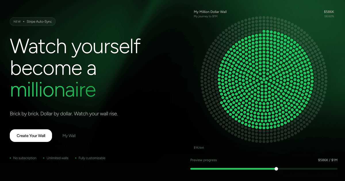 My Million Dollar Wall - Main product screenshot demonstrating key features and user interface