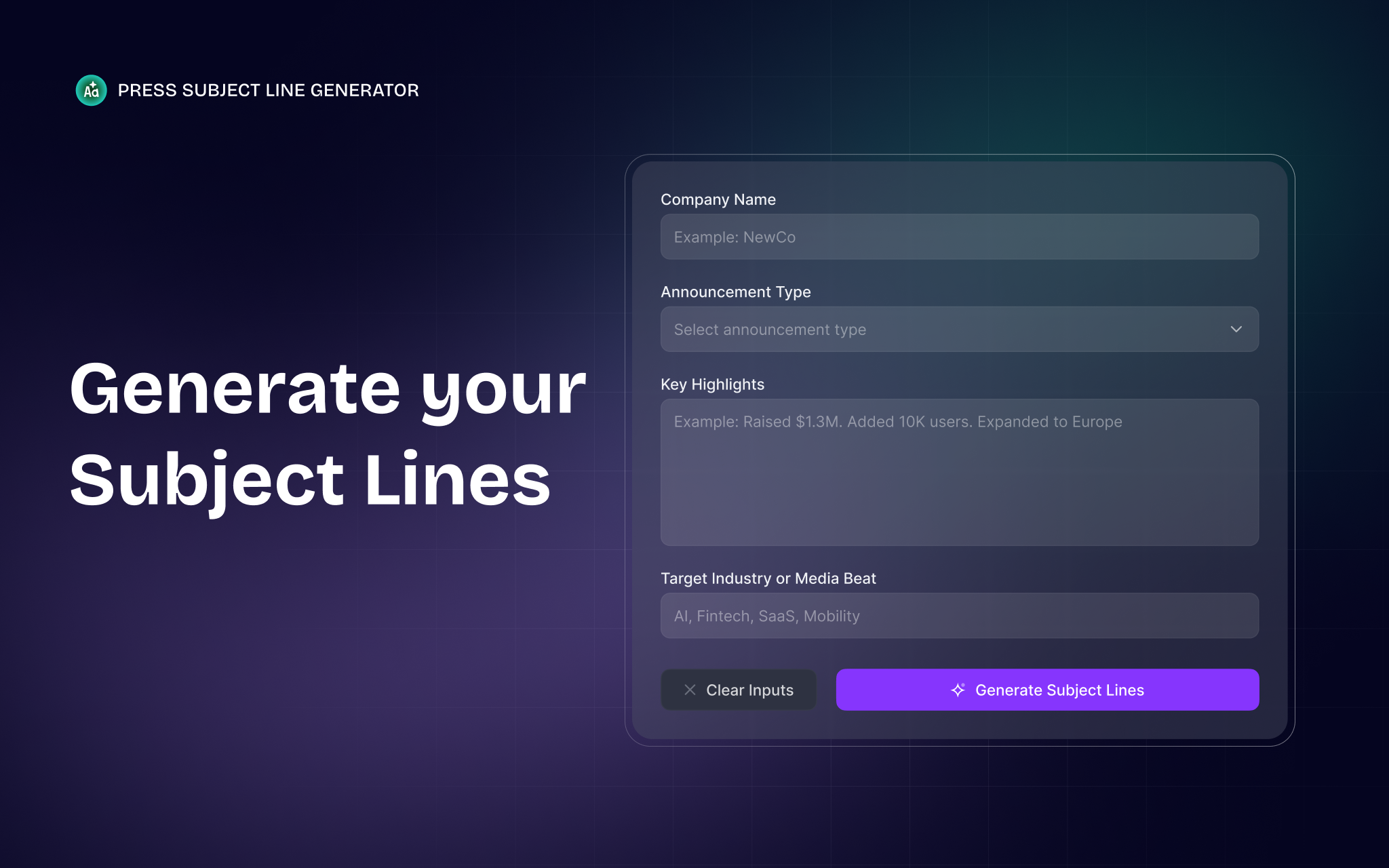 Press Subject Line Generator