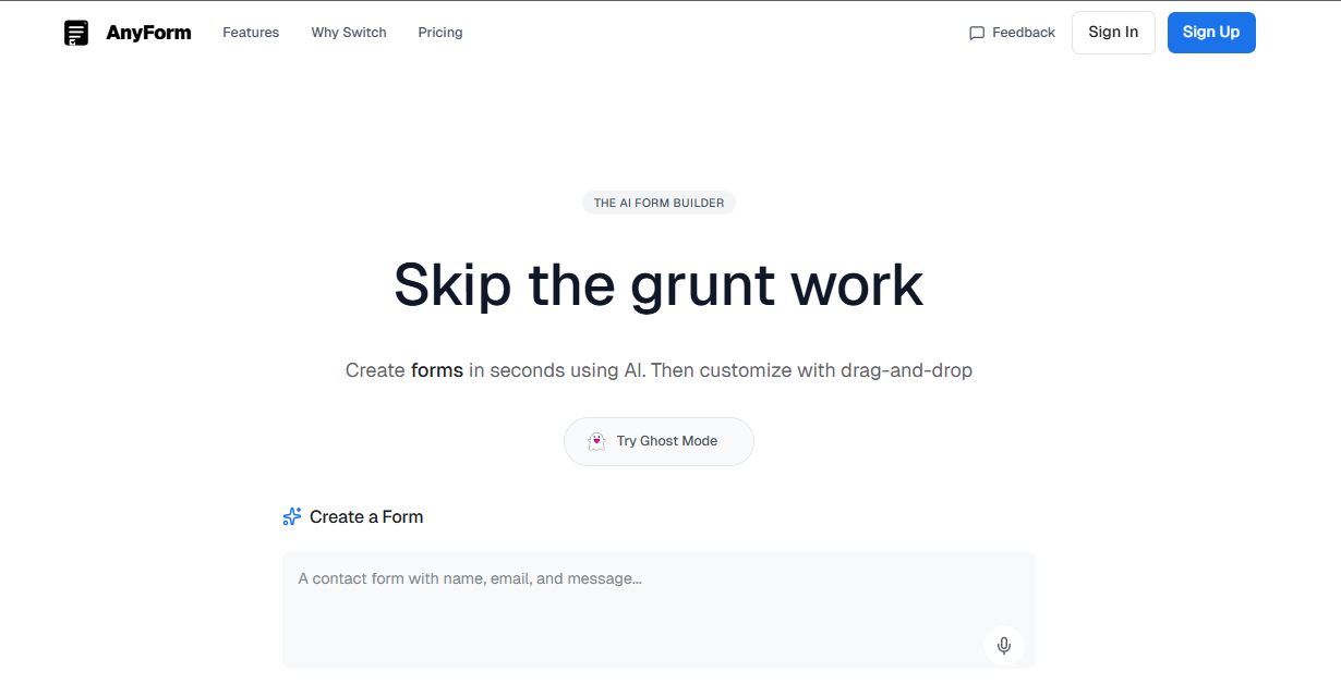 AnyForm - Main product screenshot demonstrating key features and user interface