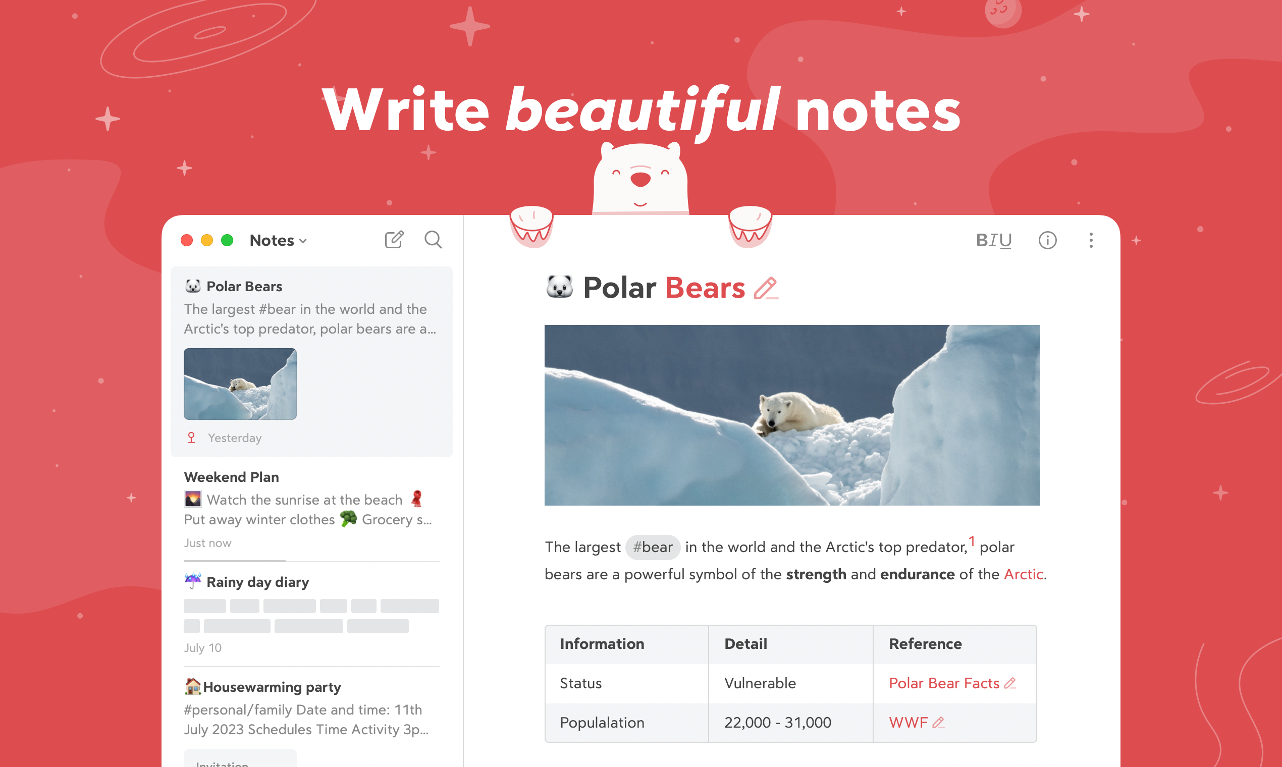 Bear note-taking app