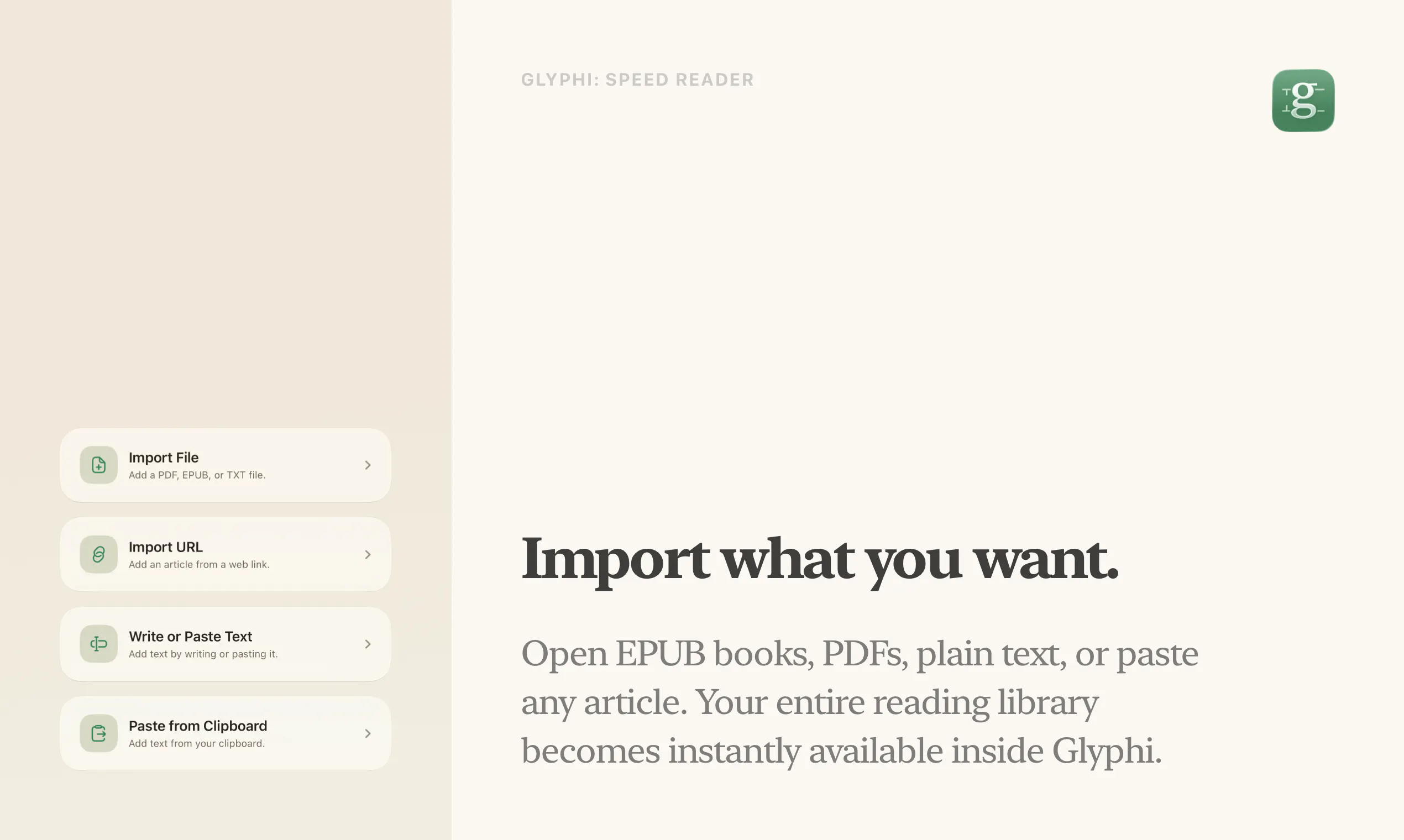 Glyphi: Speed Reader gallery image