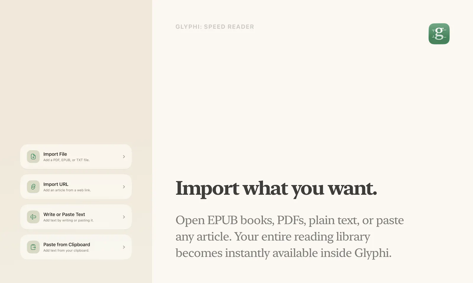 Glyphi: Speed Reader screenshot 4