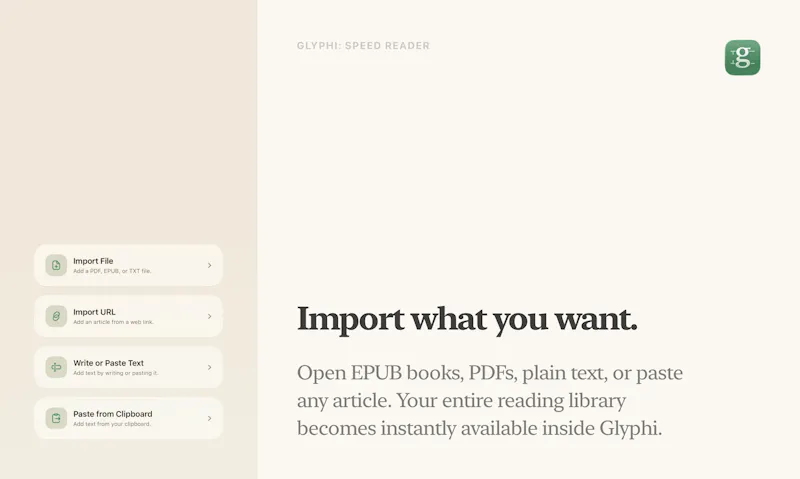 Glyphi: Speed Reader screenshot 4