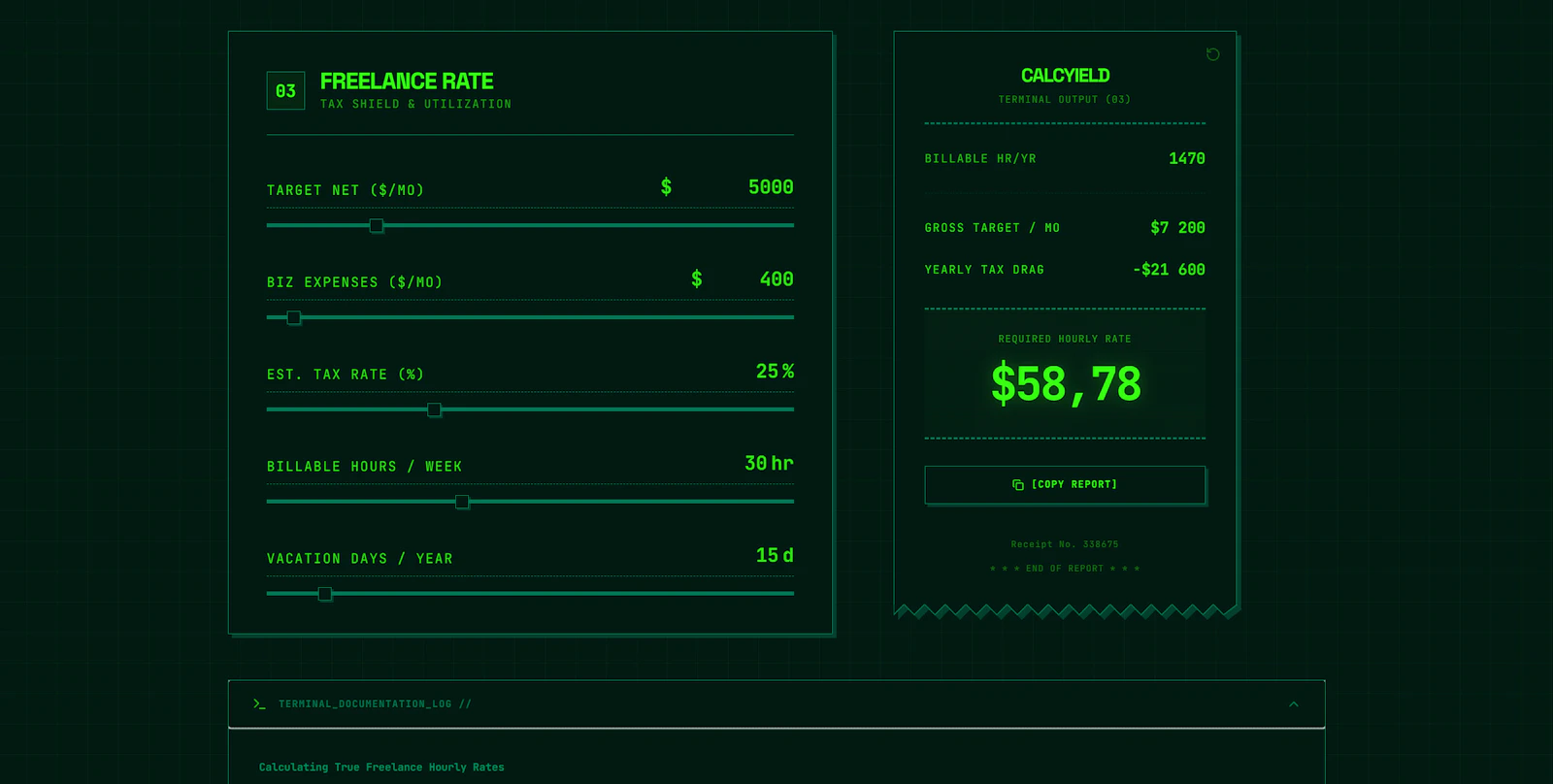 CalcYield screenshot 3