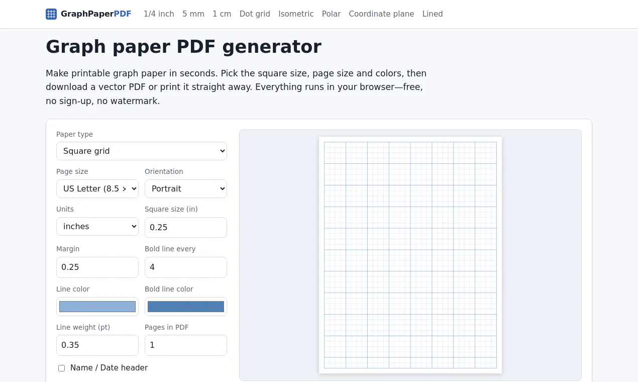 Graph Paper PDF gallery image