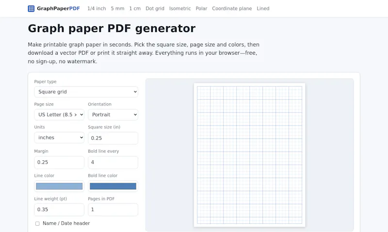Graph Paper PDF screenshot 2