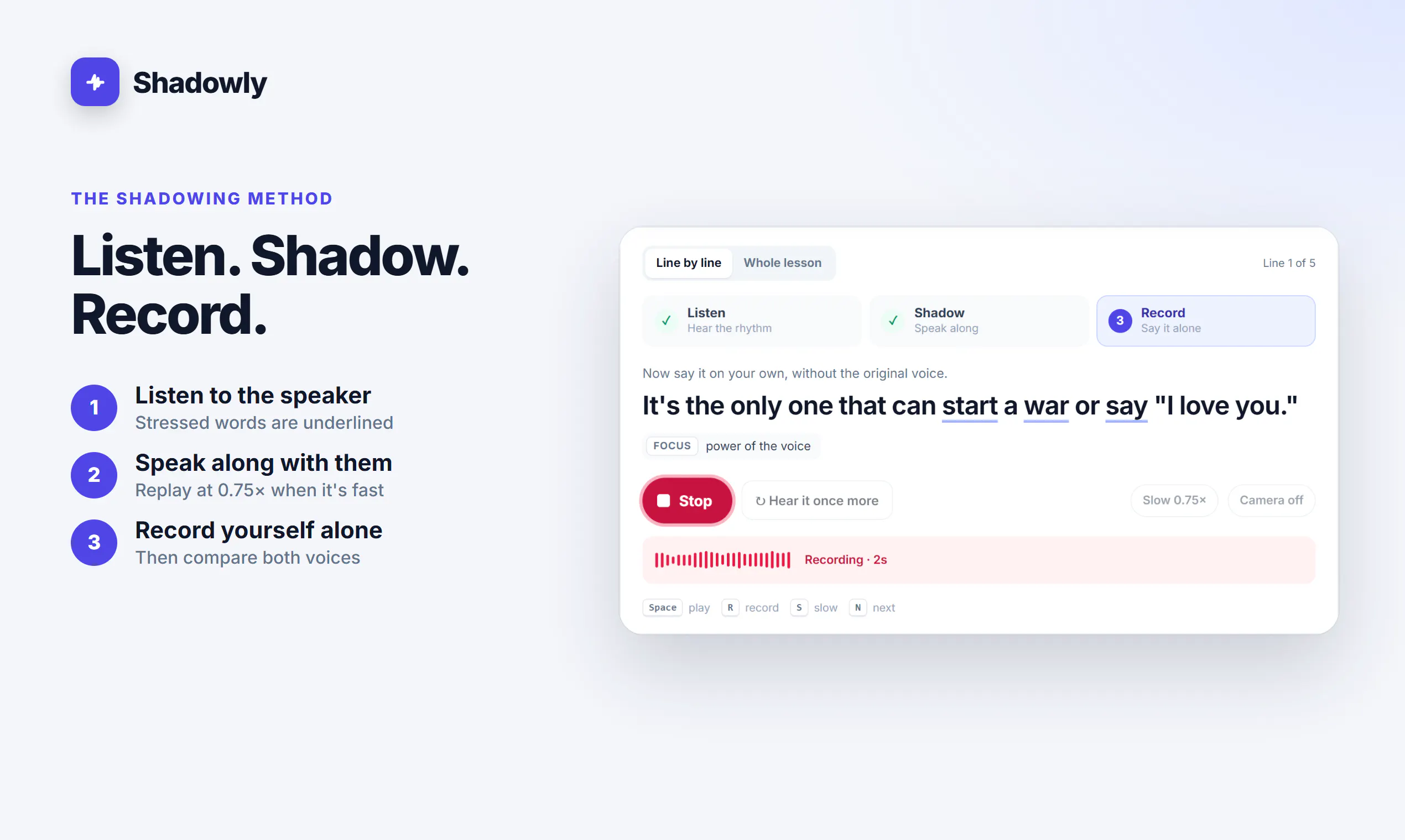 Shadowly — Speak English like the video gallery image