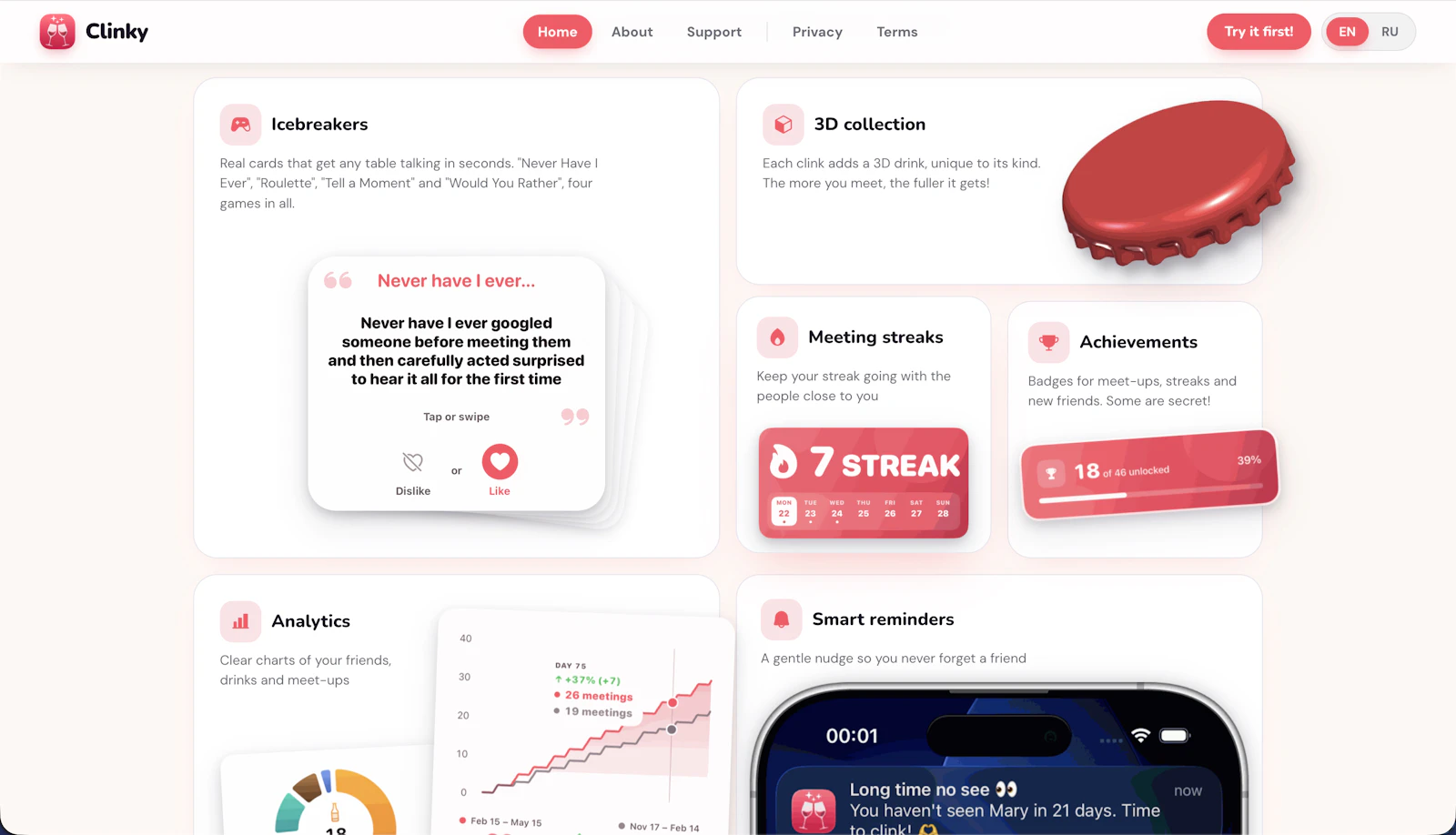 Clinky — Friends, drinks & games screenshot 2