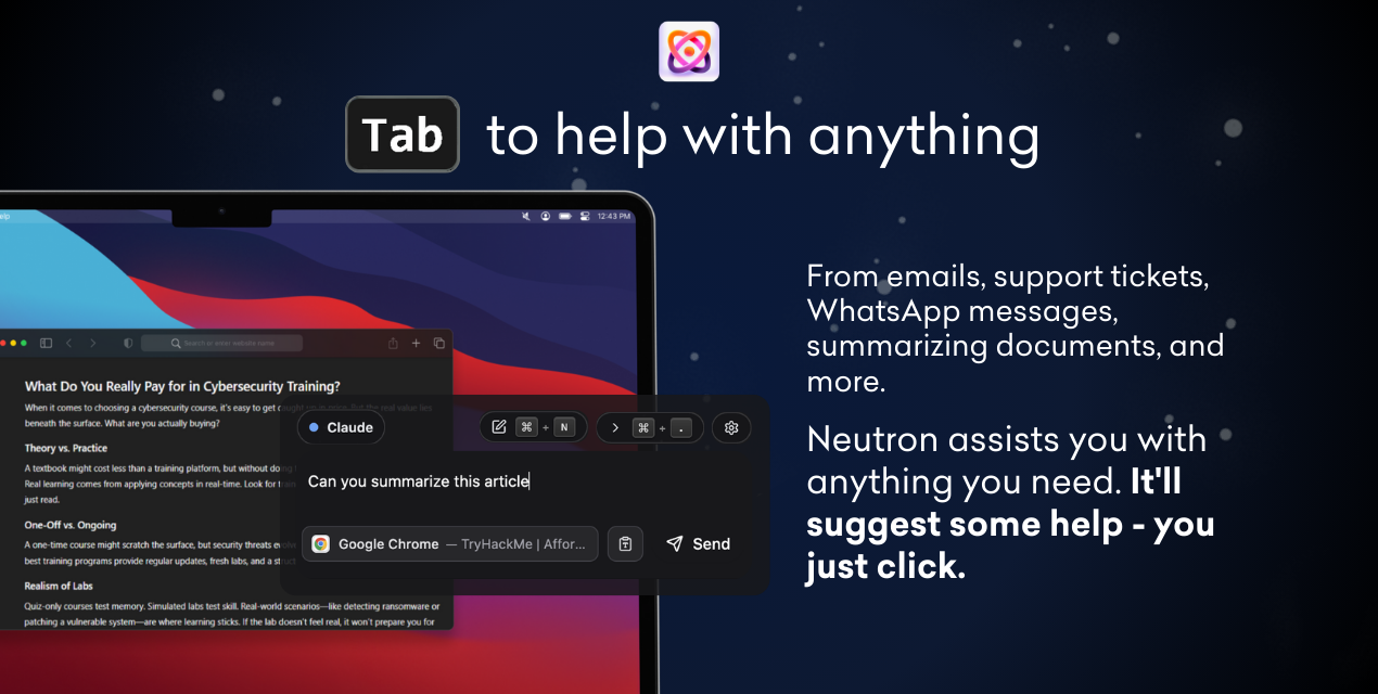 Neutrone - AI desktop proattivo che aiuta prima di chiedere media 3