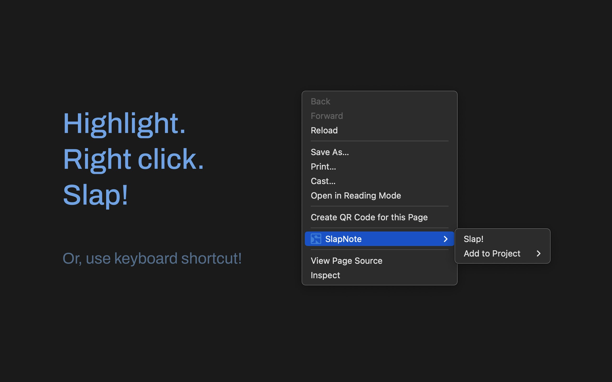 SlapNote - Main product screenshot demonstrating key features and user interface