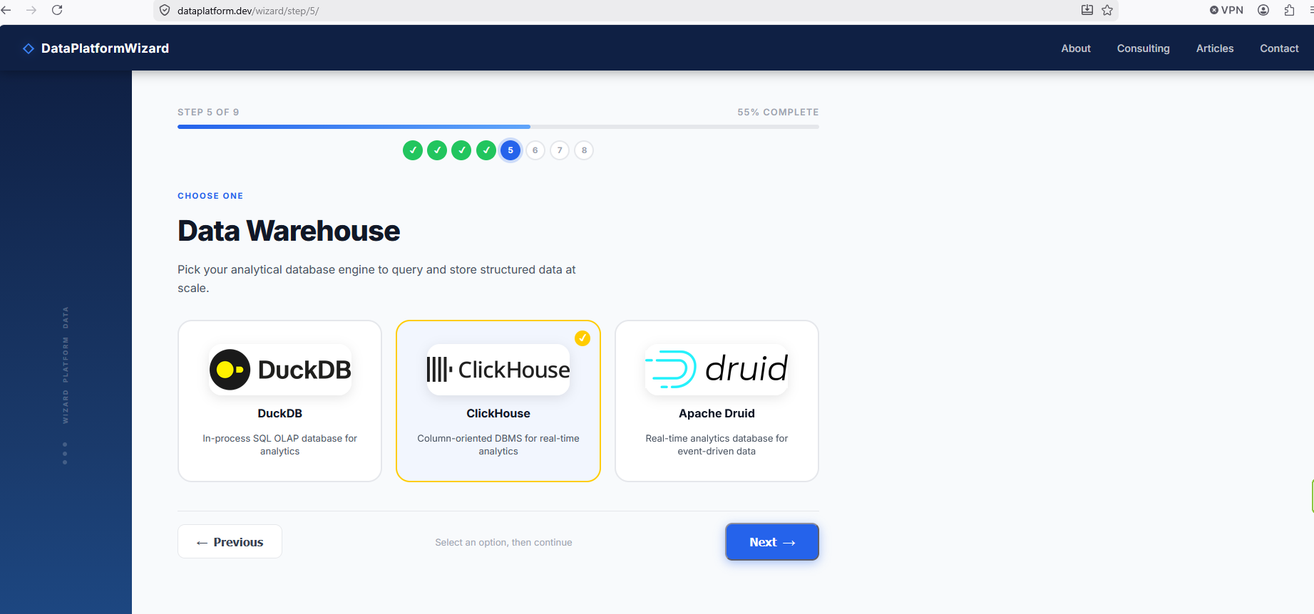 Data Platform Wizard — Build Your Stack gallery image