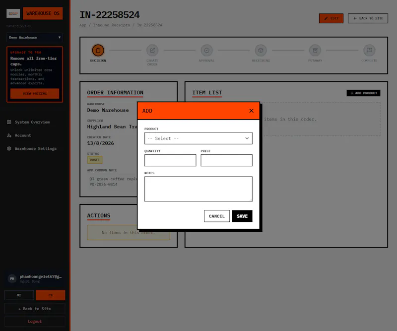 Warehouse OS screenshot 8