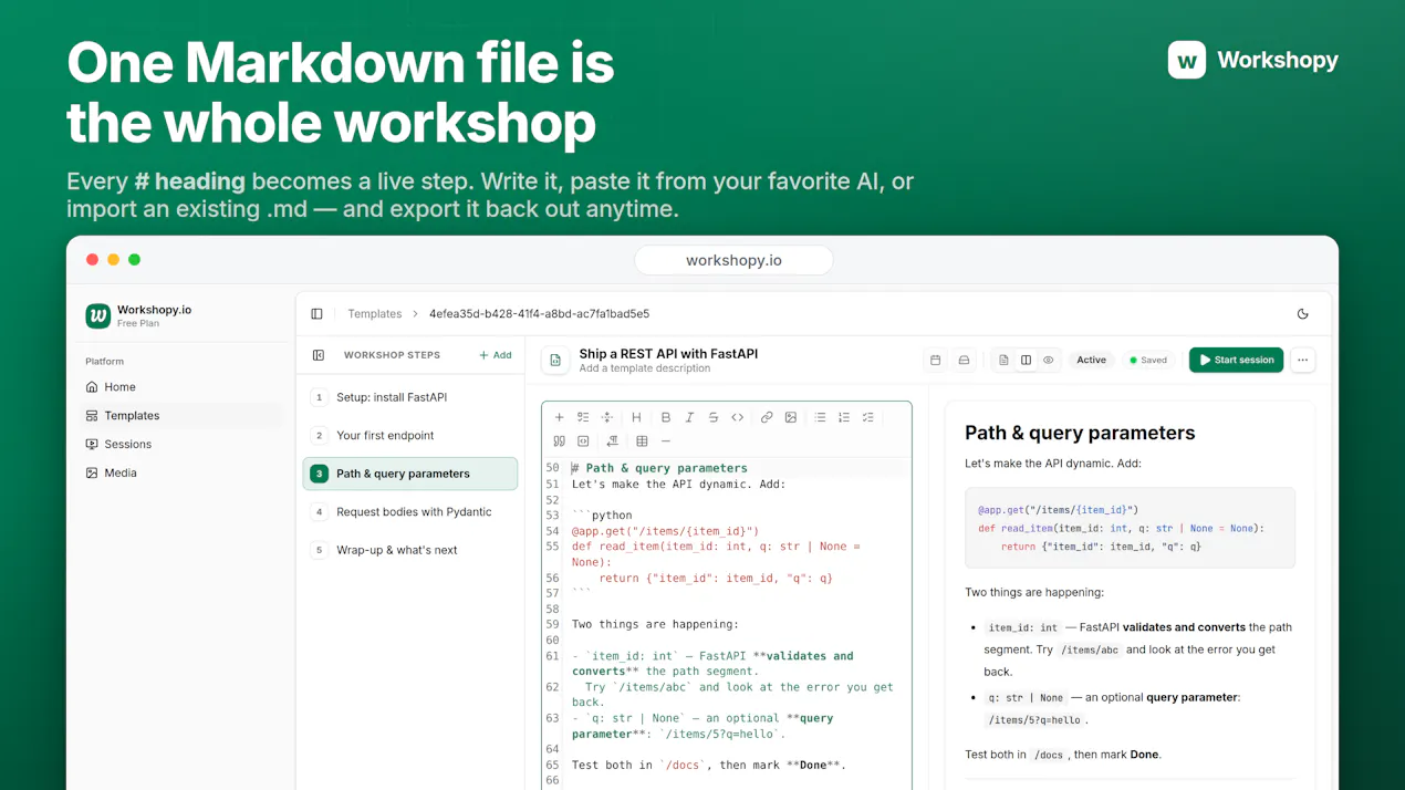 Workshopy.io product
