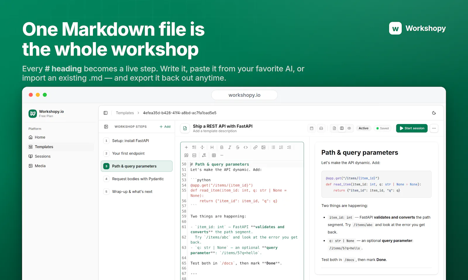 Workshopy.io screenshot 2
