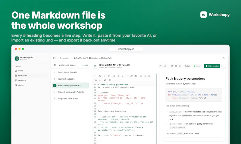 Workshopy.io screenshot 2