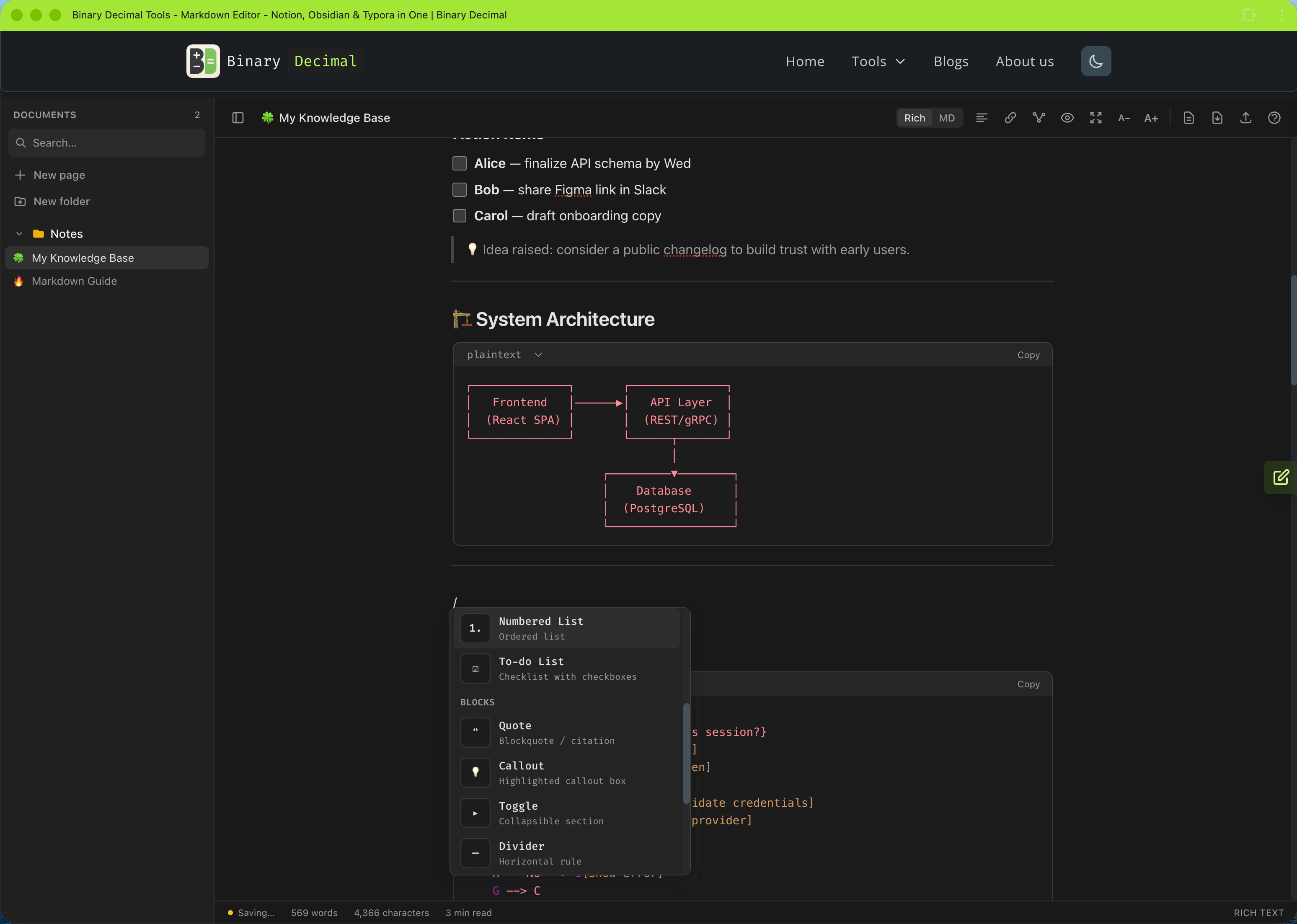 Binary Decimal - Markdown Editor gallery image