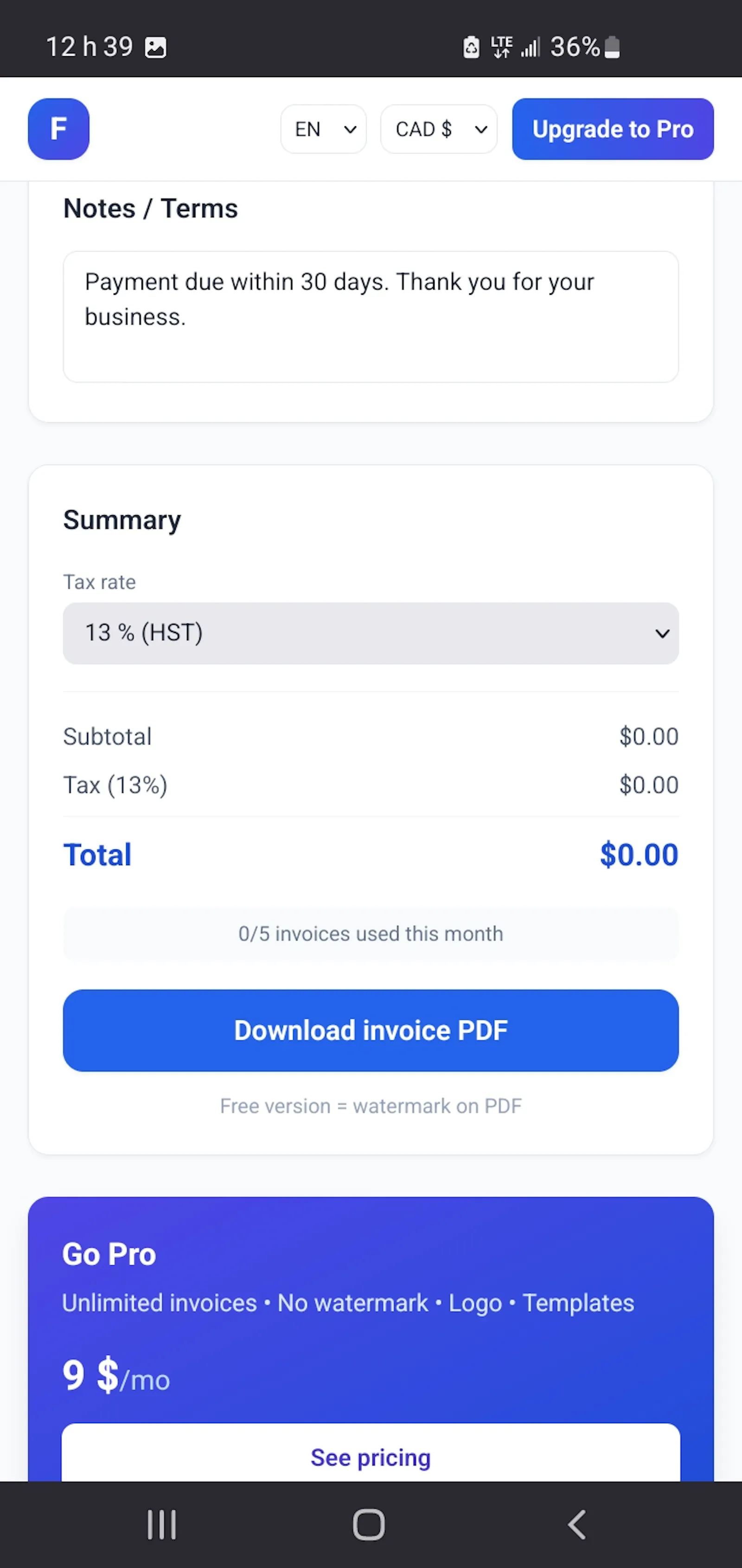 FacturePro screenshot 1