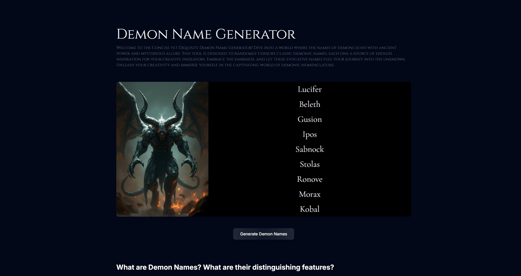 Generador de nombres de demonio media 1