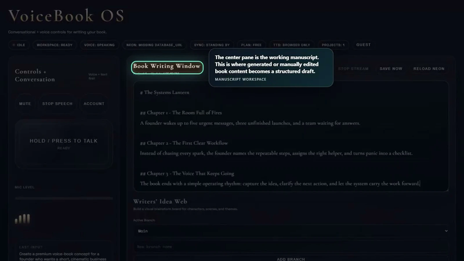 VoiceBook OS screenshot 1 (video preview)