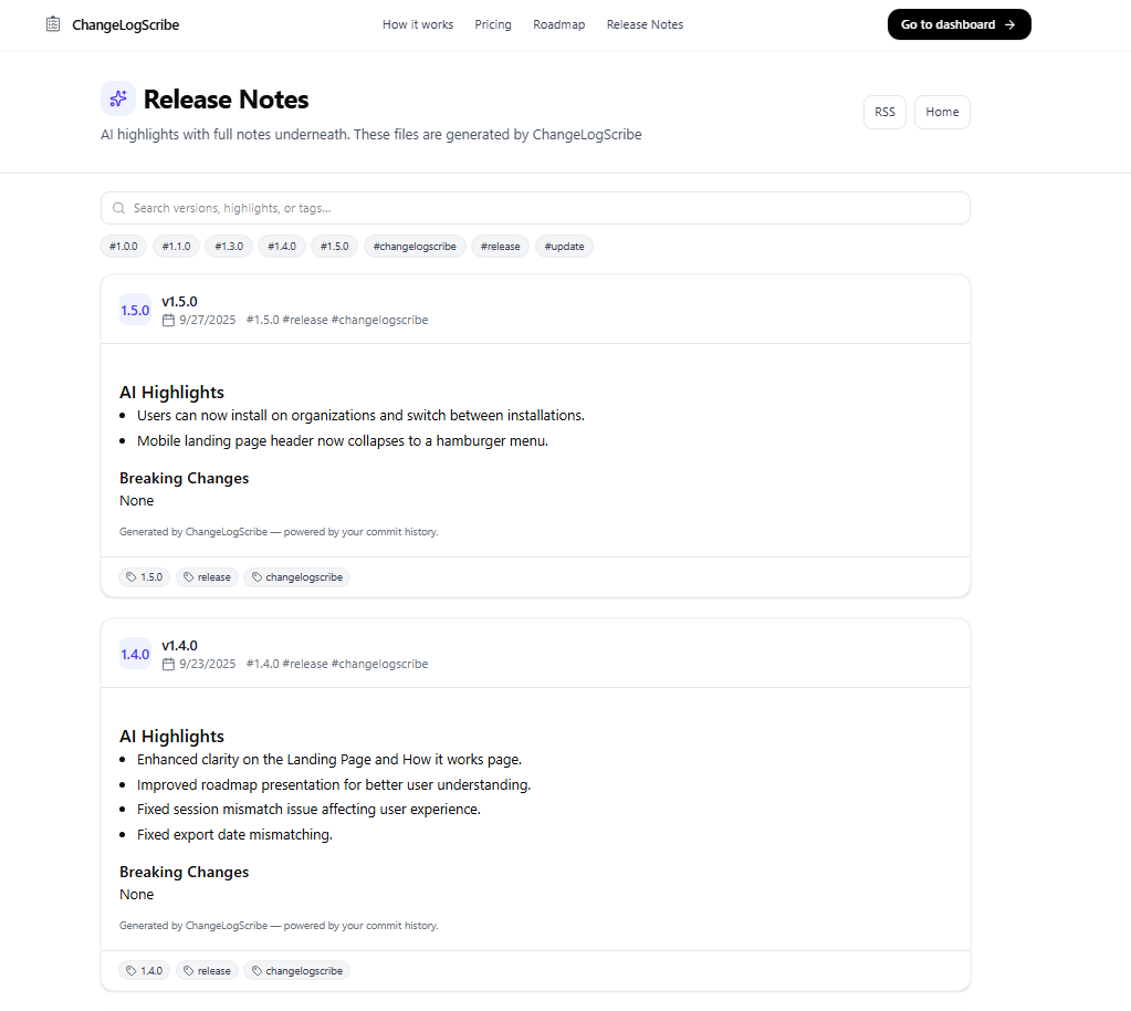 Média ChangeLogscribe - Transformez-vous instantanément des changements propres. 3