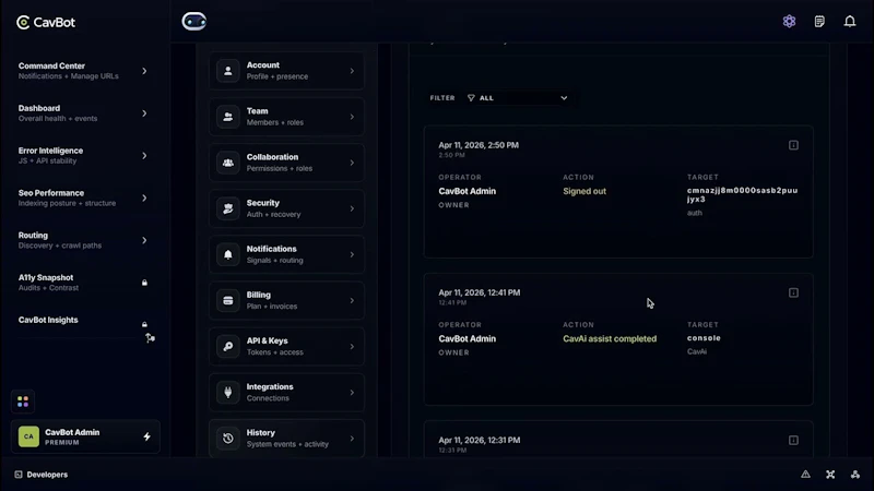 CavBot screenshot 1 (video preview)