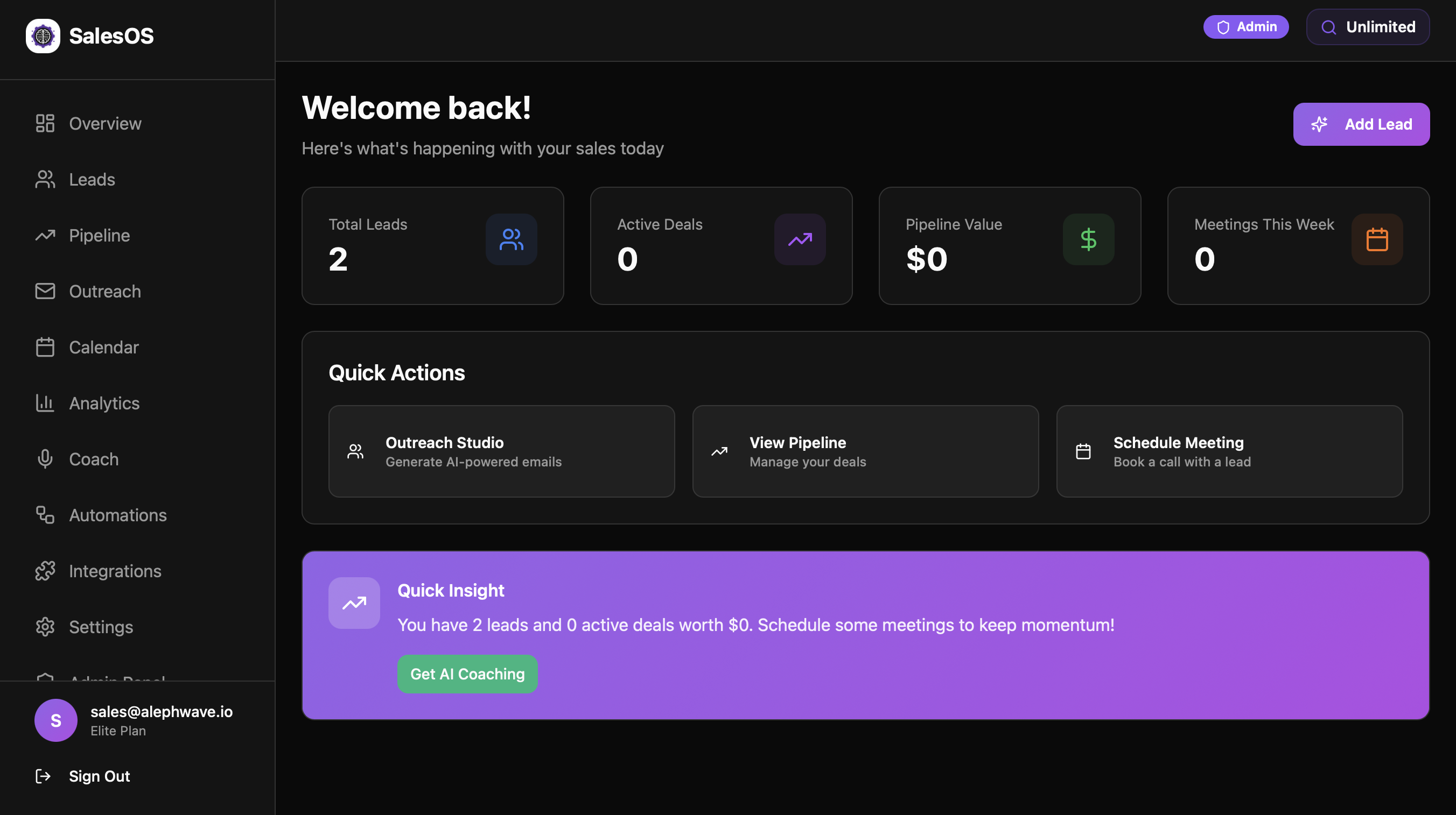 SalesOS - Screenshot 2 showing product features and functionality