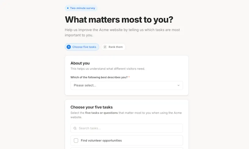 Top Task Analysis screenshot 4