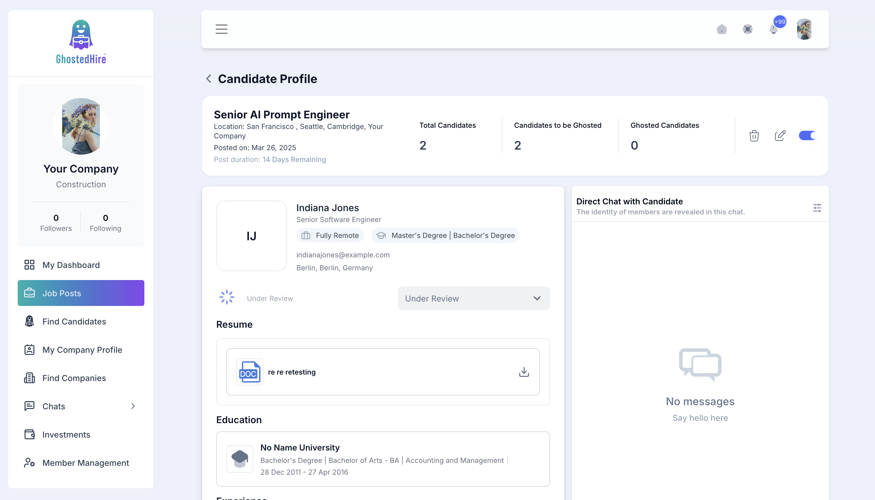 Média Fantôme - Recherche d'emploi et plate-forme de flux social avec des forums anonymes. 10
