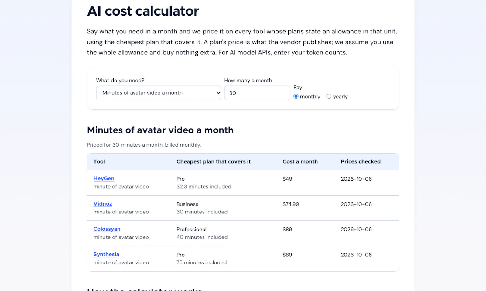 AI Cost Calculator by toolist.ai screenshot 1