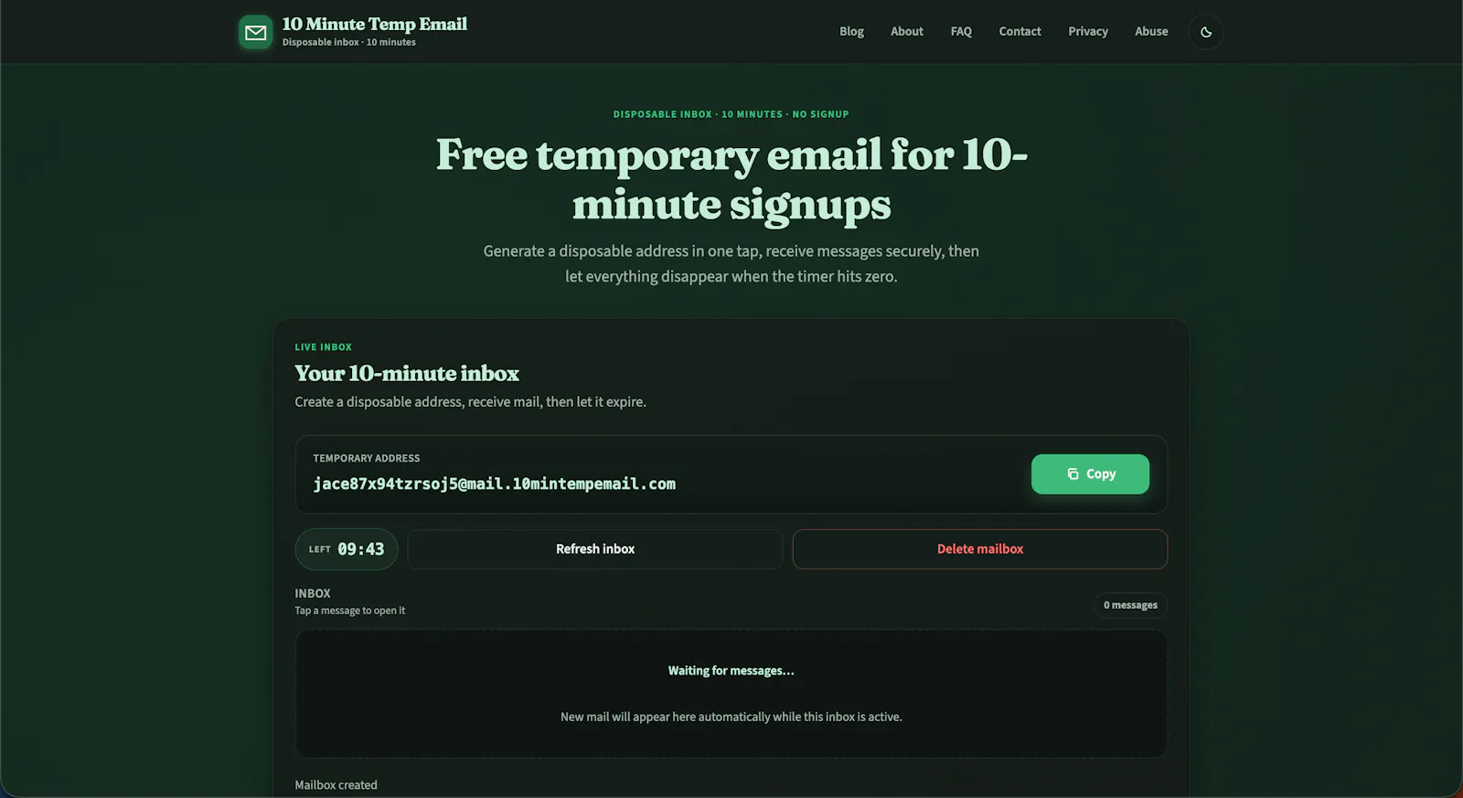 10 Minute Temp Email screenshot 3