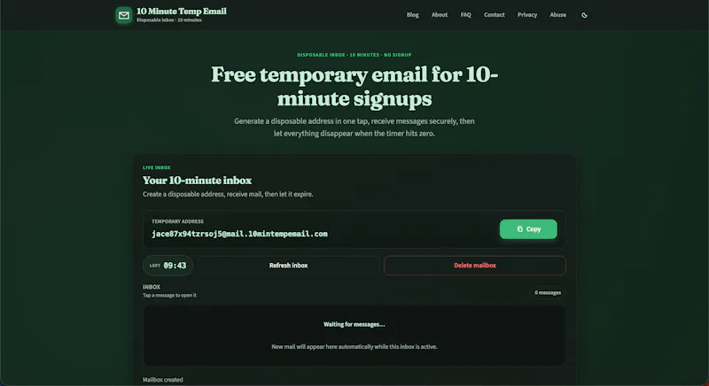 10 Minute Temp Email screenshot 3