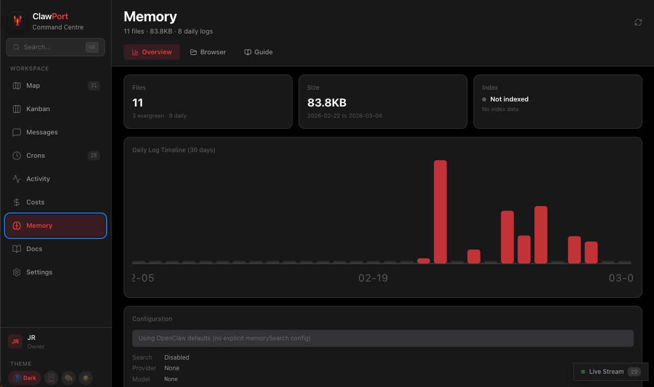 ClawPort - Screenshot 4 showing product features and functionality