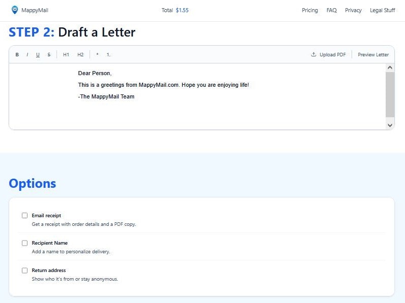 MappyMail.com - Screenshot 2 showing product features and functionality