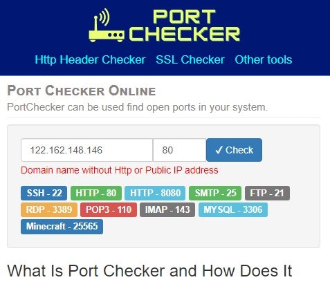 Port Checker online