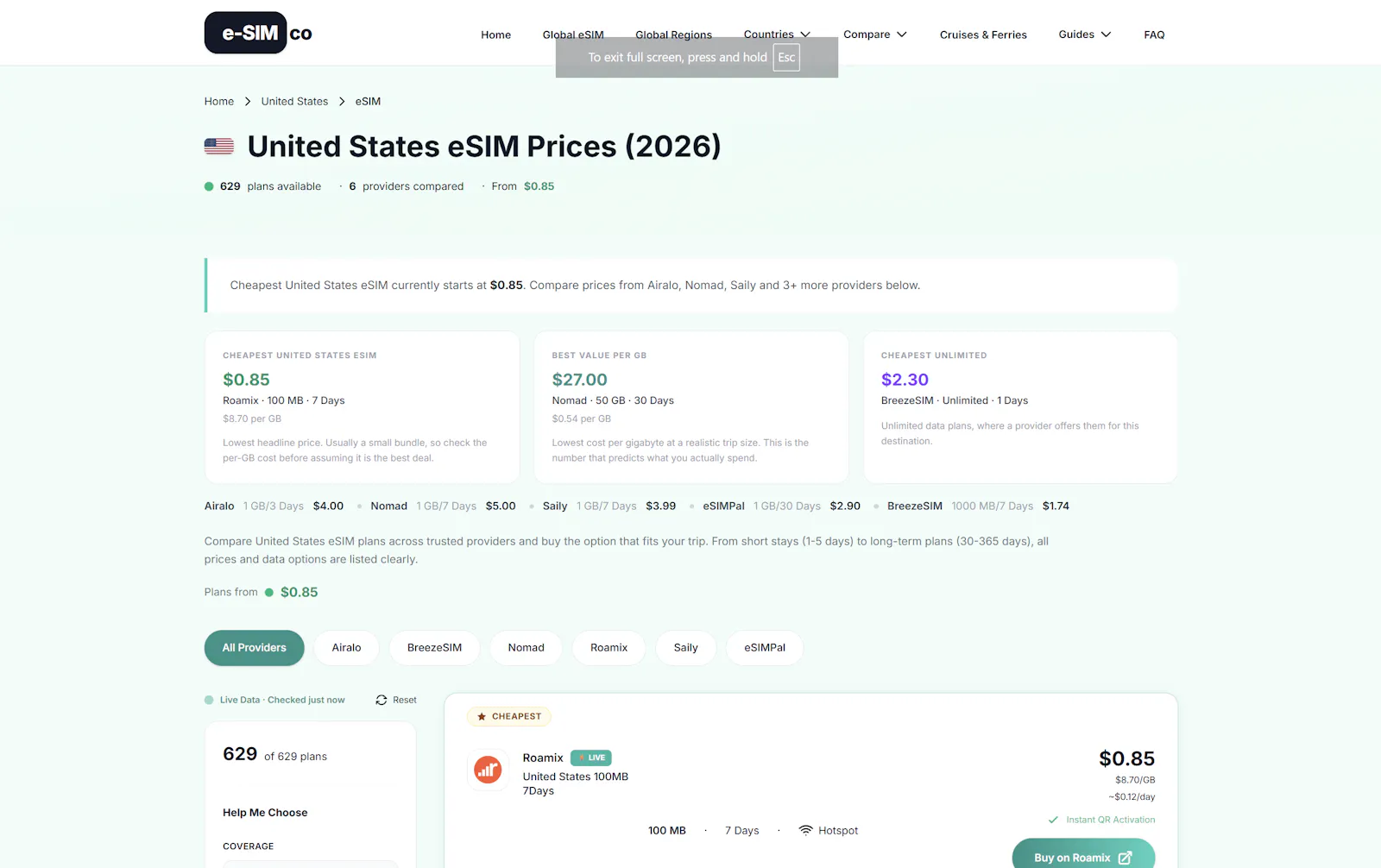 e-sim.co screenshot 2