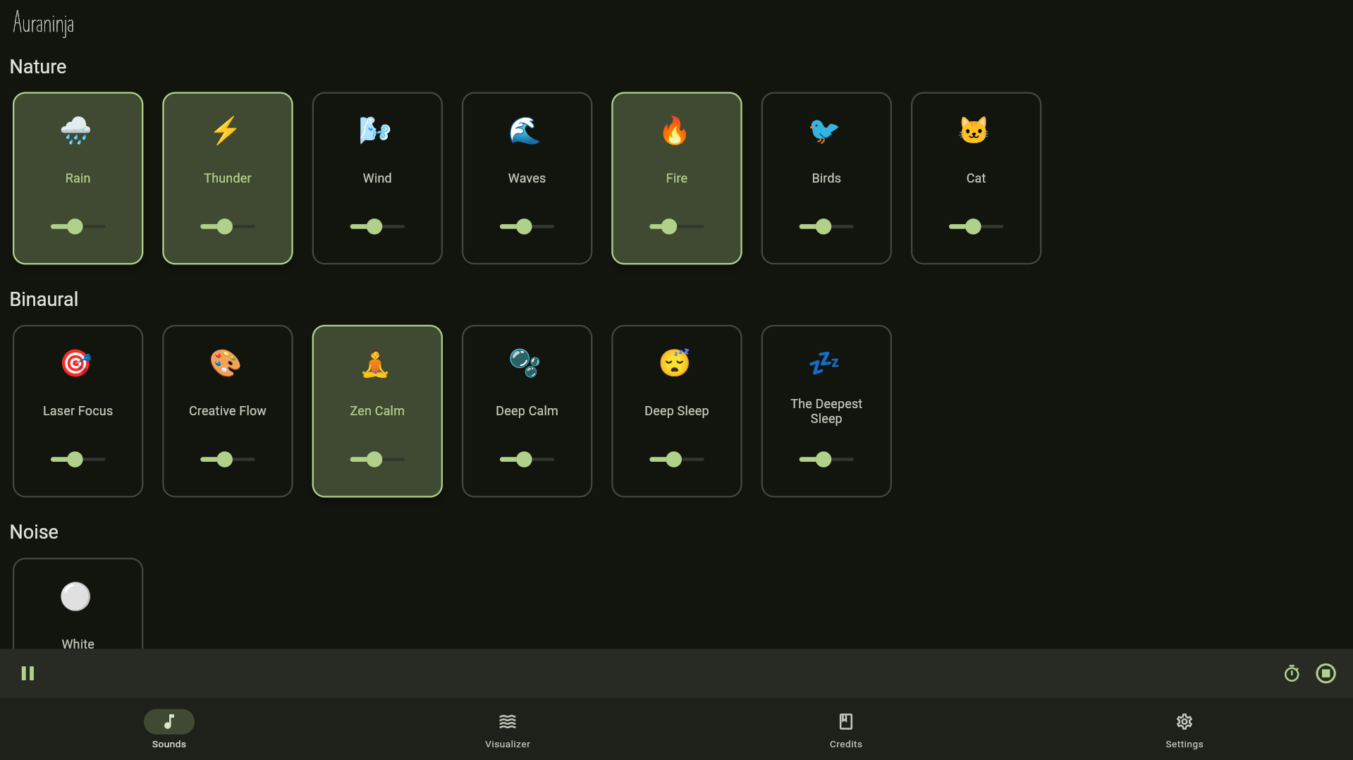 Média Auaninja - L'application multiplateforme pour les sons de mise au point et de sommeil. 1