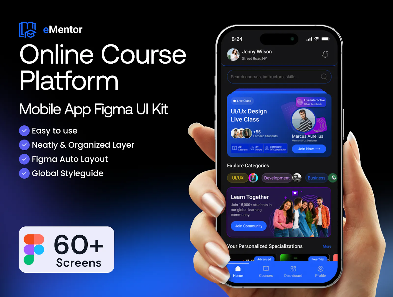 eMentor  Online Course Mobile App Figma  screenshot 1
