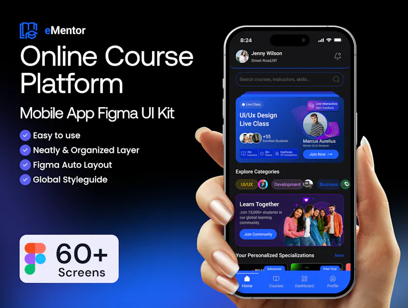 eMentor  Online Course Mobile App Figma  screenshot 1