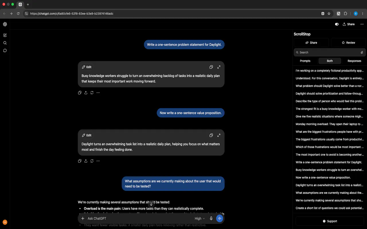 ScrollStop: Navigate Long ChatGPT Chats screenshot