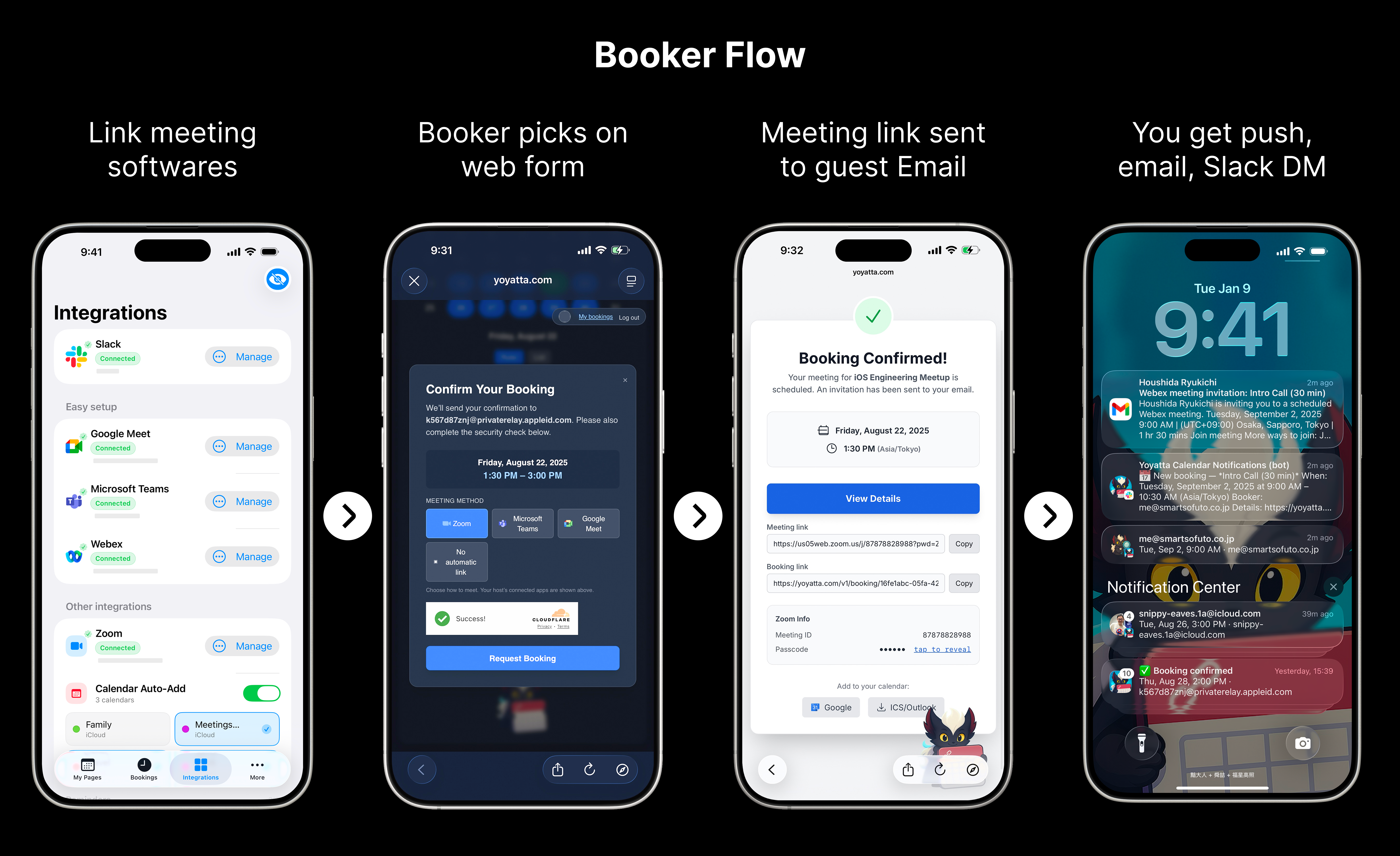 Média Yoyatta / booku.ai - Votre page d'organisation - Planification vérifiée - Formes, liens de zoom automatique, IP / Gating Email 2
