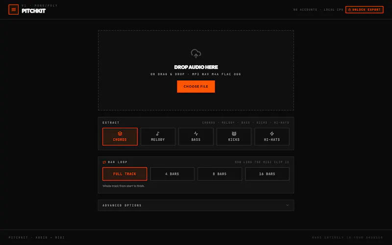 PITCHKIT · Audio → MIDI screenshot 2