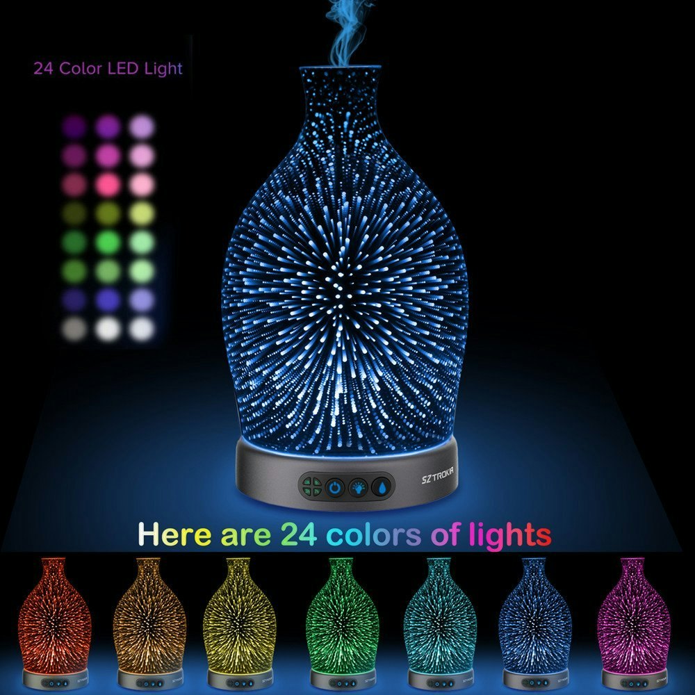 SZTROKIA 300ml Essential Oil Diffuser, Color Changing LED Lights with 3D Effect gallery image