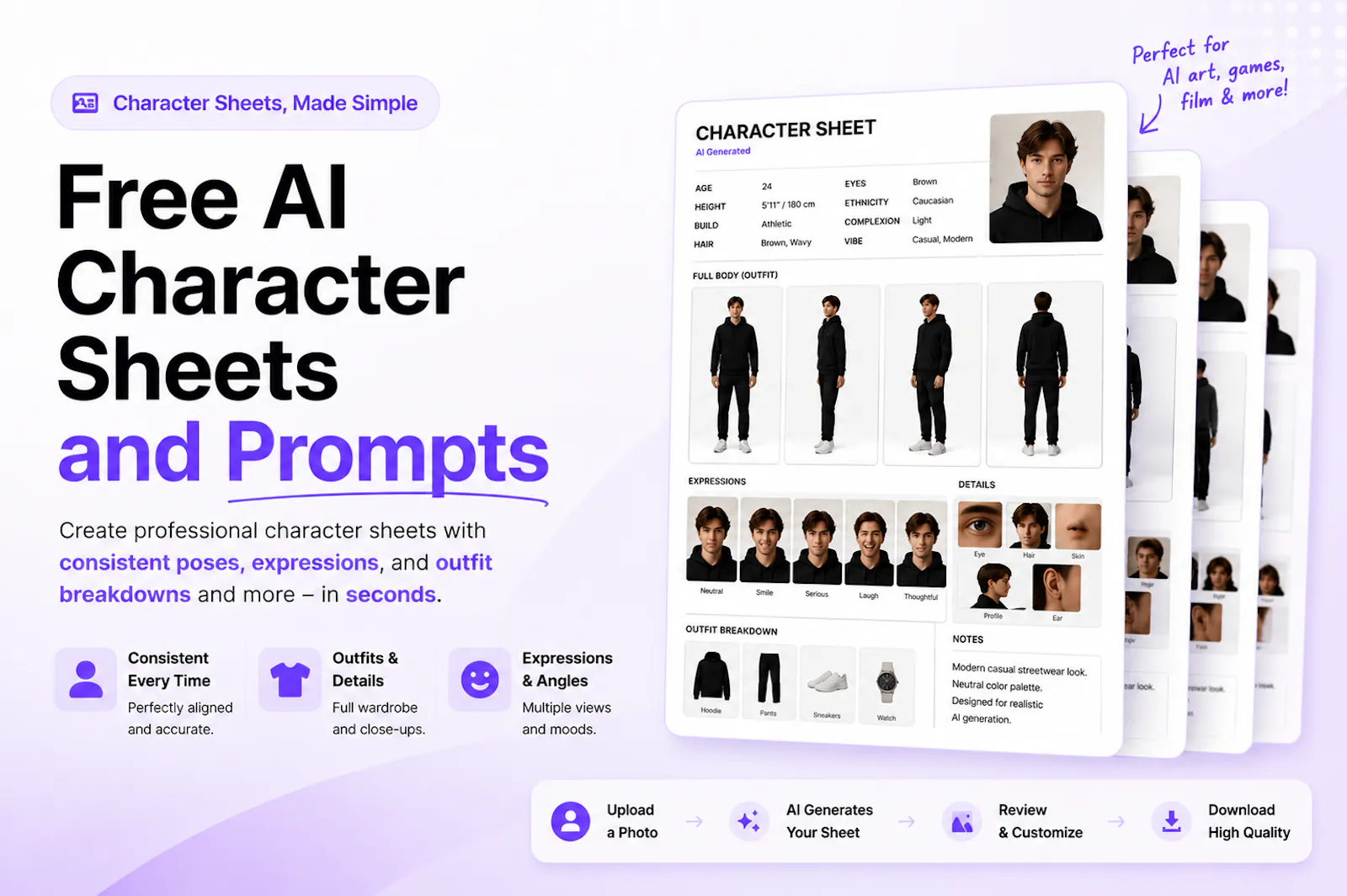 Free AI Character Sheets & Prompts screenshot 1
