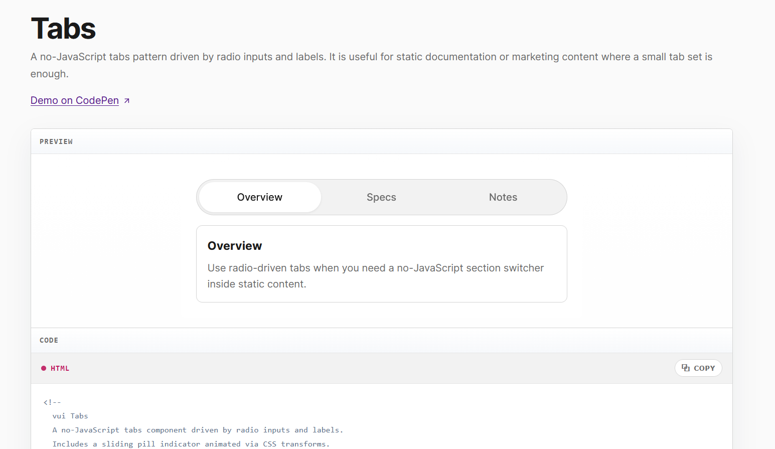 VUI Zero-dependency UI components gallery image