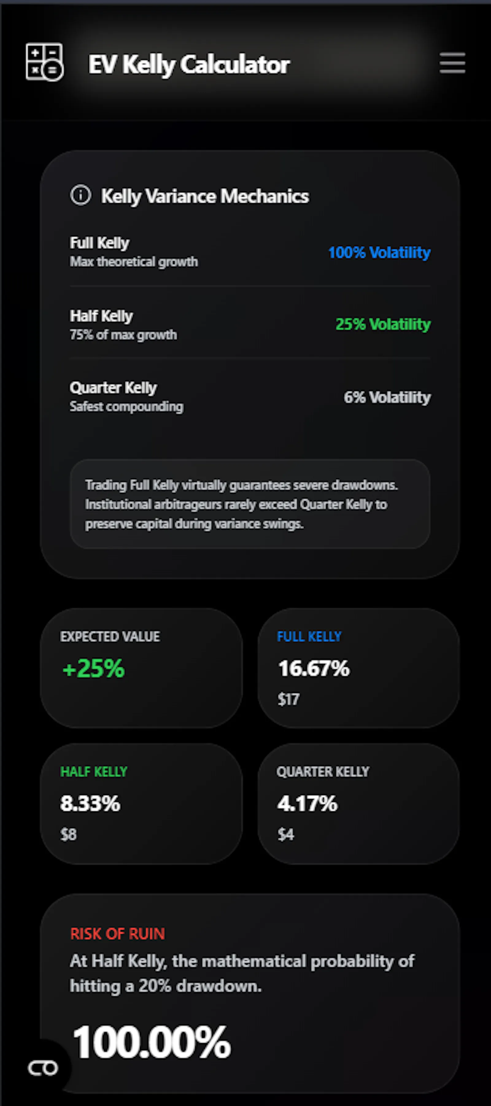 EV Kelly Calculator screenshot 5