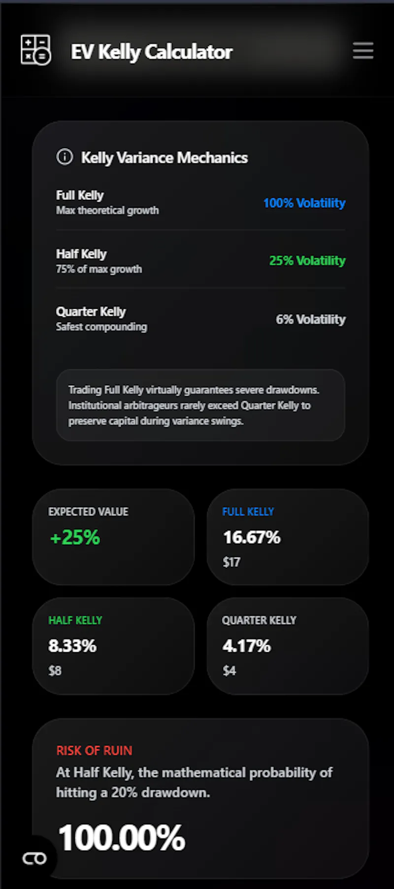 EV Kelly Calculator screenshot 5
