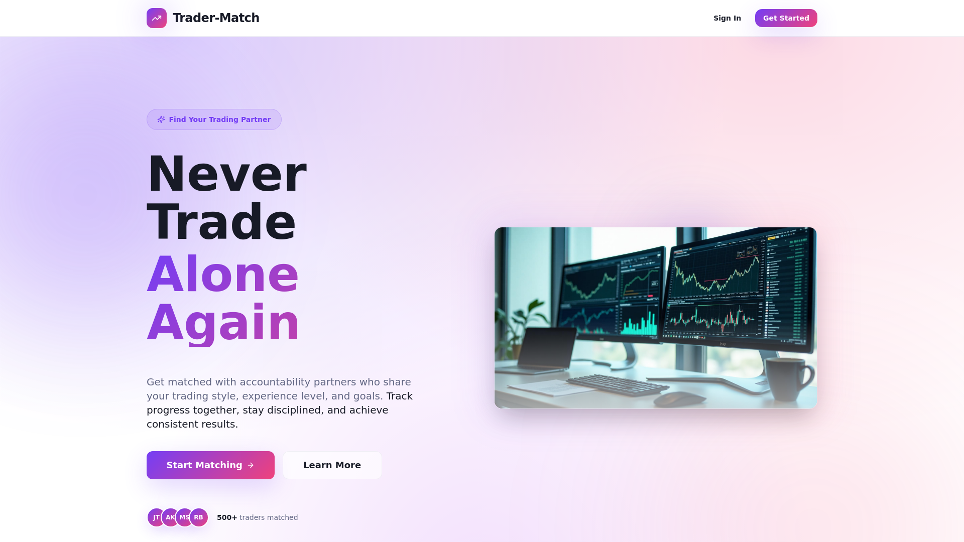 Trader Match - Main product screenshot demonstrating key features and user interface